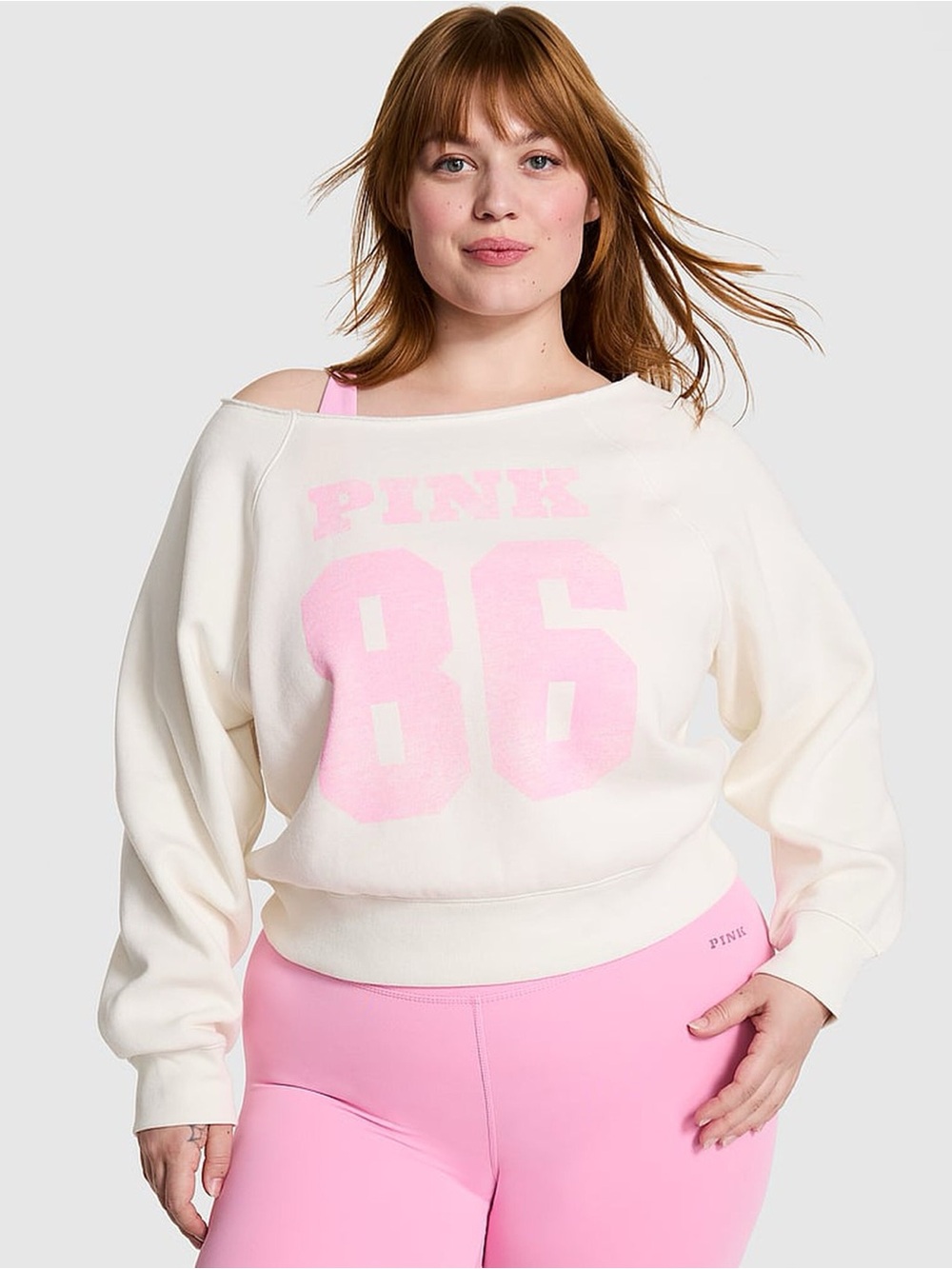 PINK Victoria's Secret IVY FLEECE OFF-THE-SHOULDER SWEATSHIRT Size Medium NWT